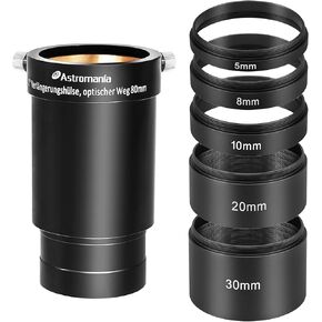 Astromania 2-Inch Eyepiece Extension Tube Adapter 80mm - Bundle with - 2"/M48-extension Tube Kit 5 8 10 20 30mm