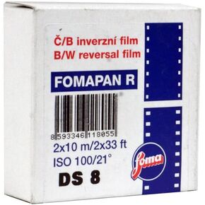 Fomapan R100 Black & White Reversal Film Super 16mm x 100 ft., Single Perforated
