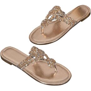 Floerns Women's Flip Flops Rhinestone Slides Slip on Summer Holiday Vacation Thong Sandal