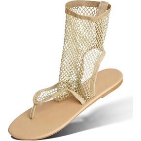 Comfortable Shiny Mesh Flat Sandals for Women - Fishnet Summer Ballet Flats Sandals for Stylish Summer Wear