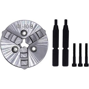 1Pc K01-50 63 80 Lathe Mini Chuck 3 Jaws Woodworking Hand Chuck with Mounting Thread Screw Rod Self-Centering Lathe Chuck Tool Chuck(K01-80B)