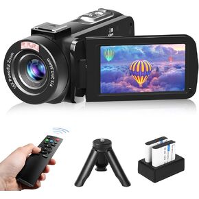 VETEK Video Camera Camcorder, 1080P 24MP Vlogging Camera for YouTube with Infrared Night Vision, 18X Digital Zoom, 3.0“ LCD Screen Digital Camera, A01-4-Green-2 and 2 Batteries