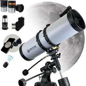 SpectrumOI Telescope for Kids, Telescope for Adults Astronomy Gifts, Telescope for Kids 8-12 - Premium EQ Reflector Telescope 130mm 5" Aperture with Aspherical Eyepiece