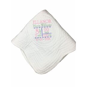 Birth Statistics Blanket Newborn personalized baby gifts for girls and boys birthday stats weight, pounds, month and year born announcement