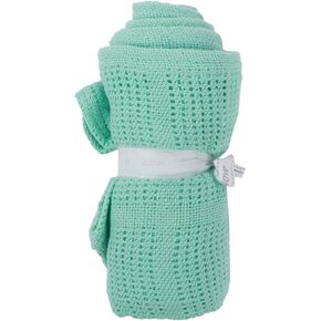 Zerodis Unisex Baby Blanket Cellular Baby Blanket Made of Pure Cotton for The Pram Bed Moses Basket Crib Multi-Purpose Breathable Baby Changing Blanket(Green)
