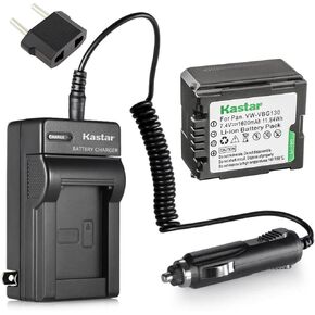Kastar Battery and Charger Replacement for Panasonic VW-VBG130 Lumix DMC-L10 HDC-HS250 HDC-HS300 HDC-HS700 HDC-SD10 HDC-SD600 HDC-SD700 HDC-SDT750 HDC-TM10 HDC-TM15 HDC-TM300 HDC-TM700 SDR-H80 Cameras