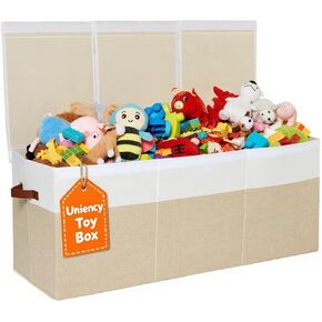 Extra Large Toy Box,150L Foldable Sturdy Toy Storage with Lid,40"x14"x16" kids Storage Organizer, Toy chest for Boys&Girls,for Living Room,Nursery,Bedroom,Playroom,Large Capacity Toybox(Beige)