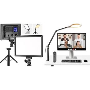 NEEWER NL-116AI 9" LED Video Light Panel, Dimmable DSLR Camera Soft Lighting with Mini Desk Tripod Stand, R18 Basics 18W 7" Desk Ring Light Included for Photography Video Recording Live Streaming