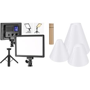 Neewer NL-116ai 9 "LED Video Light لوحة مع 3 حزمة مصباح مخروطي ، DISLR كاميرا DSLR قابلة للإضاءة ناعمة مع حامل ثلاثي الأبعاد مصغرة ، منافذ USB Type C ، لتسجيل فيديو التصوير الفوتوغرافي الاستوديو
