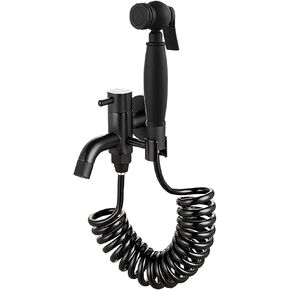 Black Toilet Corner Valve Hand Held Hygienic Shower Head Wash Car Pet Sprayer Tap with Single Cold Water, Easy to Install