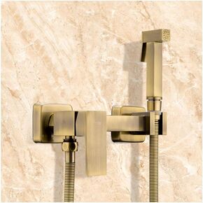Sprayer Brass Handheld Shower Set Toilet Sprayer Cold Hot Water Mixer Square Shower Spray, for Bathroom