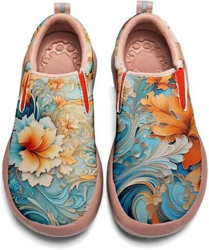 Women's Art Painted Travel Shoes Classical Floral Pattern Slip On Loafers Leather Lightweight Comfort Sneakers in Kuwait