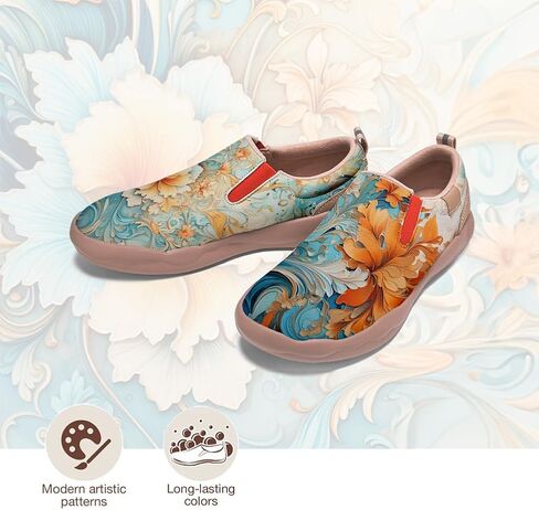 Women's Art Painted Travel Shoes Classical Floral Pattern Slip On Loafers Leather Lightweight Comfort Sneakers in Kuwait