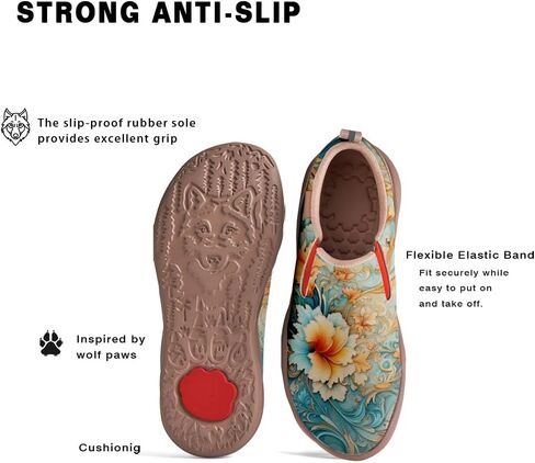 Women's Art Painted Travel Shoes Classical Floral Pattern Slip On Loafers Leather Lightweight Comfort Sneakers in Kuwait