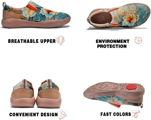 Women's Art Painted Travel Shoes Classical Floral Pattern Slip On Loafers Leather Lightweight Comfort Sneakers in Kuwait