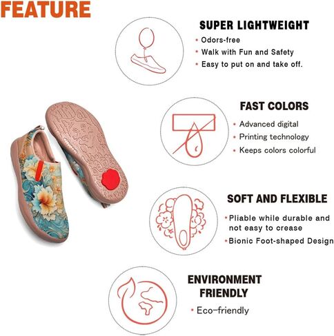 Women's Art Painted Travel Shoes Classical Floral Pattern Slip On Loafers Leather Lightweight Comfort Sneakers in Kuwait