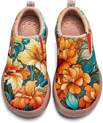 Women's Art Painted Travel Shoes Classical Floral Pattern Slip On Loafers Leather Lightweight Comfort Sneakers in Kuwait