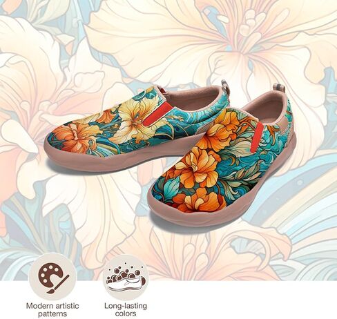 Women's Art Painted Travel Shoes Classical Floral Pattern Slip On Loafers Leather Lightweight Comfort Sneakers in Kuwait