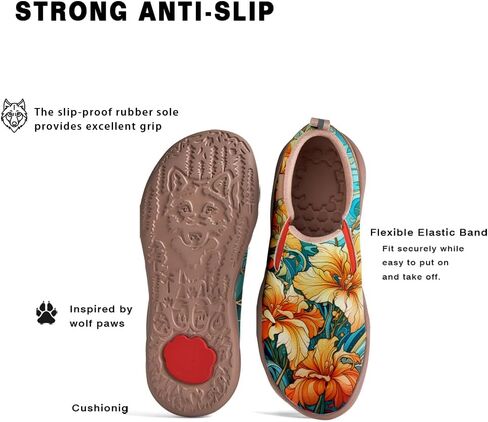 Women's Art Painted Travel Shoes Classical Floral Pattern Slip On Loafers Leather Lightweight Comfort Sneakers in Kuwait