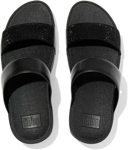 FitFlop Womens Lulu Crystal Embellished Slides Synthetic Leather Sandals in Saudi Arabia