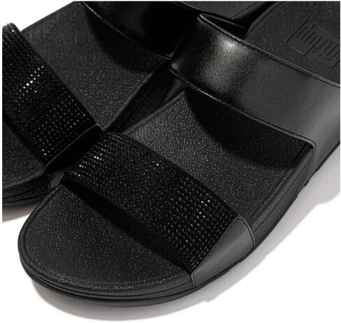 FitFlop Womens Lulu Crystal Embellished Slides Synthetic Leather Sandals in Saudi Arabia