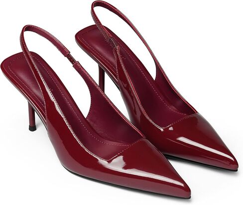iiimmu Minimalist Heels for Women 3.5 Inch Stiletto Slingback Pumps, Faux Patent in Kuwait