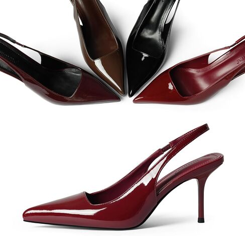 iiimmu Minimalist Heels for Women 3.5 Inch Stiletto Slingback Pumps, Faux Patent in Kuwait