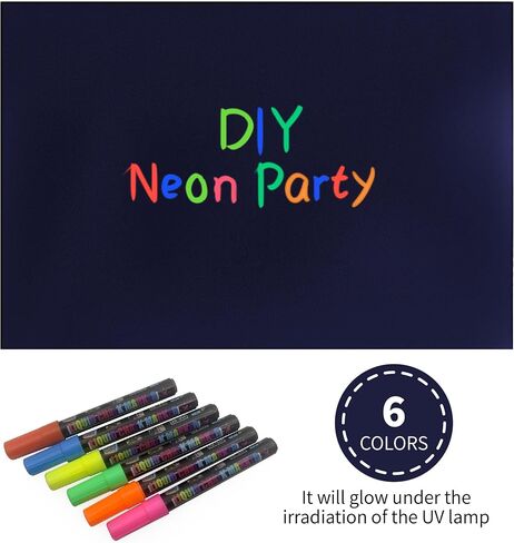 Glow in The Dark Party Supplies Neon Yelllow Glow Photography Background UV Backdrop Neon DIY Party Decorations with 4 Fluorescent Colored Black Light Reactive for Wedding Birthday Sleepover Graffiti in Kuwait