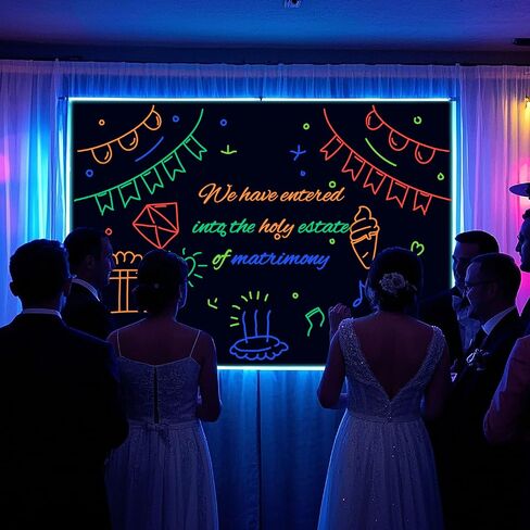 Glow in The Dark Party Supplies Neon Yelllow Glow Photography Background UV Backdrop Neon DIY Party Decorations with 4 Fluorescent Colored Black Light Reactive for Wedding Birthday Sleepover Graffiti in Kuwait