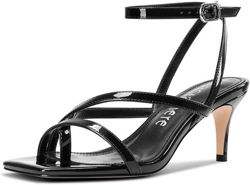 Castamere Women Strappy Mid Kitten Heels Sandals Open Square Toe Flip Flop Heels Ankle Strap Summer Dress Party Shoes 2.6 Inches Heels in Saudi Arabia