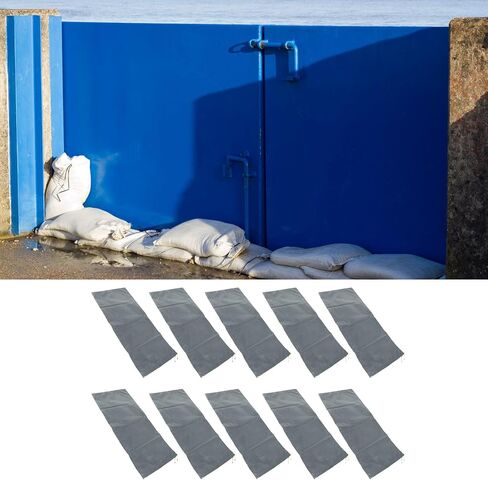 TOPINCN 0Pcs Empty Flood Sandbags with Elastic Band, 420D Polyester Water Proof Reusable Sand Bags for Rain Hurricane, Water Barrier Tube Flood Protection for Home Basement (Gray) in Saudi Arabia