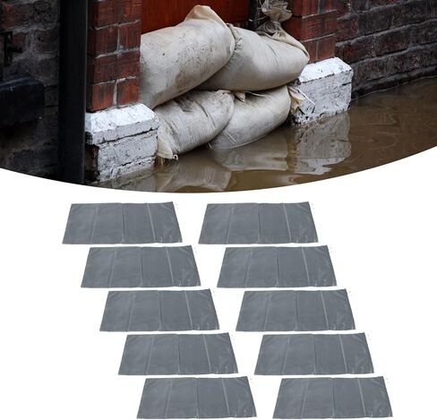 TOPINCN 0Pcs Empty Flood Sandbags with Elastic Band, 420D Polyester Water Proof Reusable Sand Bags for Rain Hurricane, Water Barrier Tube Flood Protection for Home Basement (Gray) in Saudi Arabia