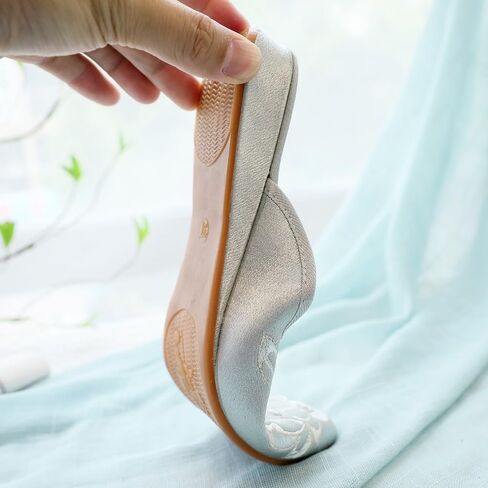 Premium Luxury Satin Silk Flower Embroidery All Seasons Comfort Women's House Slippers Non Slip Indoor Soft Home Slip On Shoes in Saudi Arabia