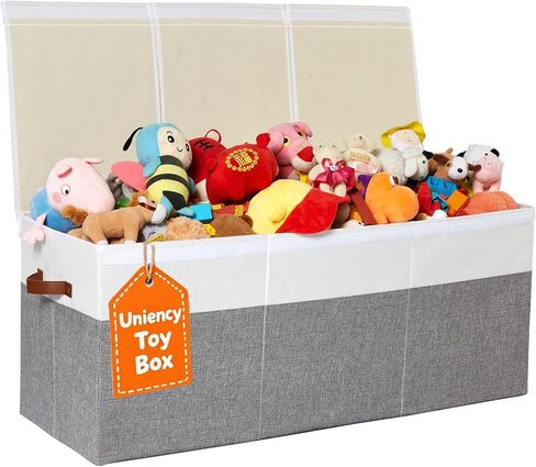 Extra Large Toy Box,150L Foldable Sturdy Toy Storage with Lid,40"x14"x16" kids Storage Organizer, Toy chest for Boys&Girls,for Living Room,Nursery,Bedroom,Playroom,Large Capacity Toybox(Beige) in Kuwait