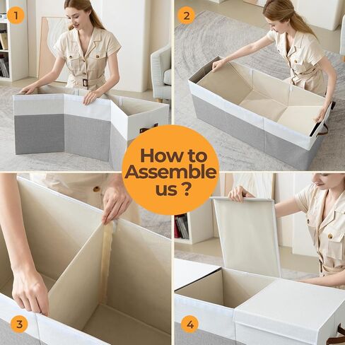 Extra Large Toy Box,150L Foldable Sturdy Toy Storage with Lid,40"x14"x16" kids Storage Organizer, Toy chest for Boys&Girls,for Living Room,Nursery,Bedroom,Playroom,Large Capacity Toybox(Beige) in Kuwait