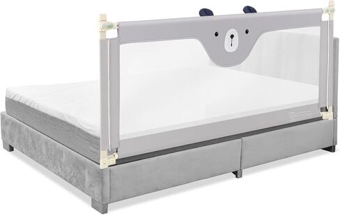 HONEY JOY Bed Rail for Toddlers, 57-in Extra Long, Portable Safety Bed Guardrail w/Double Safety Child Lock, Foldable Baby Bed Rail Guard, Fit King & Queen Full Twin Size Bed Mattress (57 INCH, Gray) in Saudi Arabia