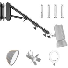 Wall Mount Triangle Boom Arm, 5.9 Feet/180cm Max Length, 180° Flexible Rotation, for Photography Strobe Light, Ring Light, Umbrella Softbox, Reflector