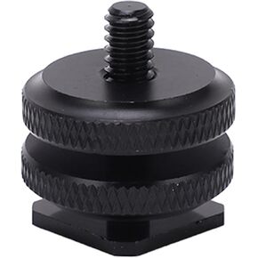 1/4 Aluminum Alloy Dual Nuts Camera Cold Shoe Mount Adapter for Flash and Tripod Accessories