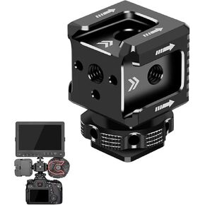 3 Port Shoe Mount Adapter with 1/4" Thread for Camera Cage LED Video Light Microphone