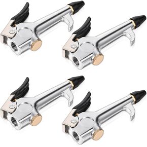 4 Pieces Air Compressor Blower Nozzle 1/4 NPT Lever Style Air Hose Nozzle Air Compressor Attachments with Rubber and Safety Tip Nozzles Air Tool for Home Industrial Garage Air Compressor, Black