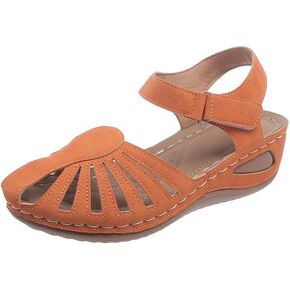 Orthopedic Sandals for Women Dressy Summer Closed Toe Breathable Arch Support Shoes Fisherman Wedge Heels Ankle Strap Wedges Casual Hollow Out Slides Adjustable Straps Comfortable Flat Sandal