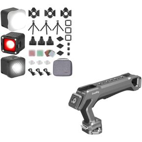 SmallRig RM01 Mini LED Video Light (3 Pack) and Quick Release Top Handle with Quick Release Slider