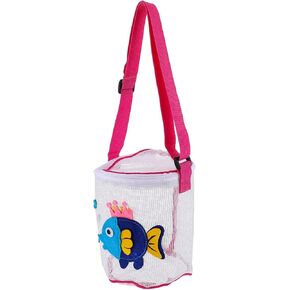 Zipper Seashell Mesh Bag for Beach Storage Bag with Adjustable Strap Lightweight Material for Collecting Seashells and Outdoor Fun