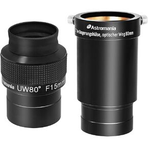 Astromania 2-Inch Eyepiece Extension Tube Adapter 80mm - Bundle with - 80 Degree Telescope Eyepiece 2 inch 15mm