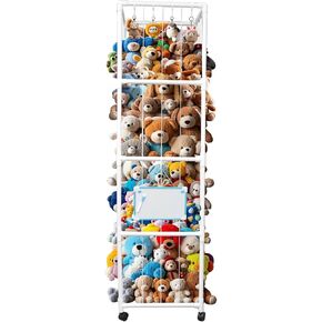 GEEWAY 71" Extra Large Stuffed Animal Storage with Whiteboard, 450L PVC Zoo Cage Toy Holder with Brake Wheels, Plush Toy Organizer for Playroom, Bedroom, Nursery