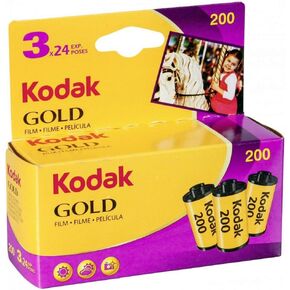 Kodak 6033971 Gold 200 Film (Purple/Yellow) - 3 Rolls - 24 تعرض لكل لفة 2 عبوة
