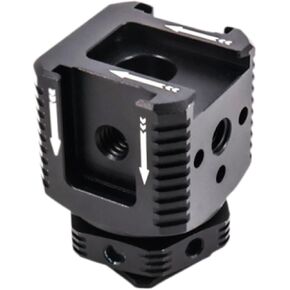 Triple Cold Shoe Mount Extend Holder for Camera Accessories - Sturdy Aluminum Alloy Bracket for Mic, Fill Light, and More - Portable 1.18x1.18x1.65 Inch