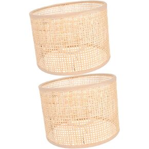 MAGICLULU Woven Rattan Lamp Shade 16x12 Grid Lightweight No Burrs for Pendant Lamp Bedroom Living Room