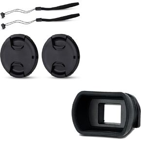 58mm Front Lens Cap Cover & Soft Long Eyecup for Canon Rebel T7 T6 T5 T8i T7i T6s T6i T5i T4i T3i T2i T1i SL3 SL2 SL1 4000D T100 XSi XTi Camera with EF-S 18-55mm Kit Lens
