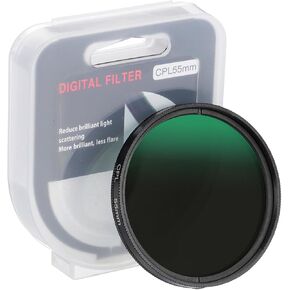 PATIKIL 55mm Circular Polarizer Filter, Camera Lens Filter Slim Optical Glass with Len Cap for Video Vlog Portrait Photography, Black